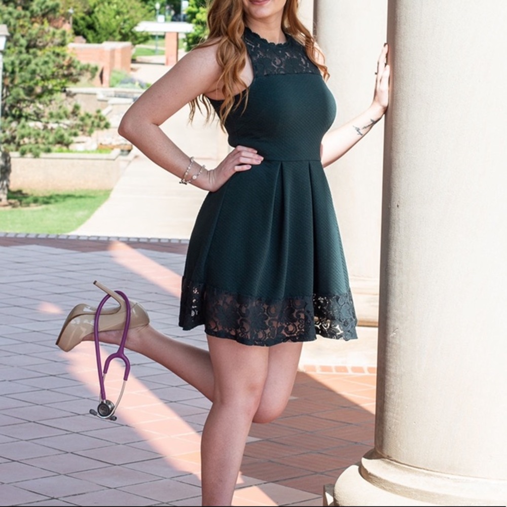 Green lace dress